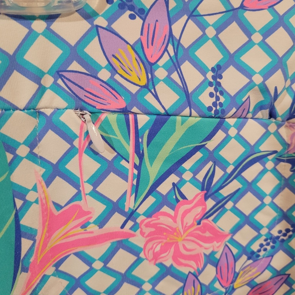 Lulu-B Floral Athletic Skort Size Small Multicolor Zip Pockets Golf Tennis - Picture 3 of 14
